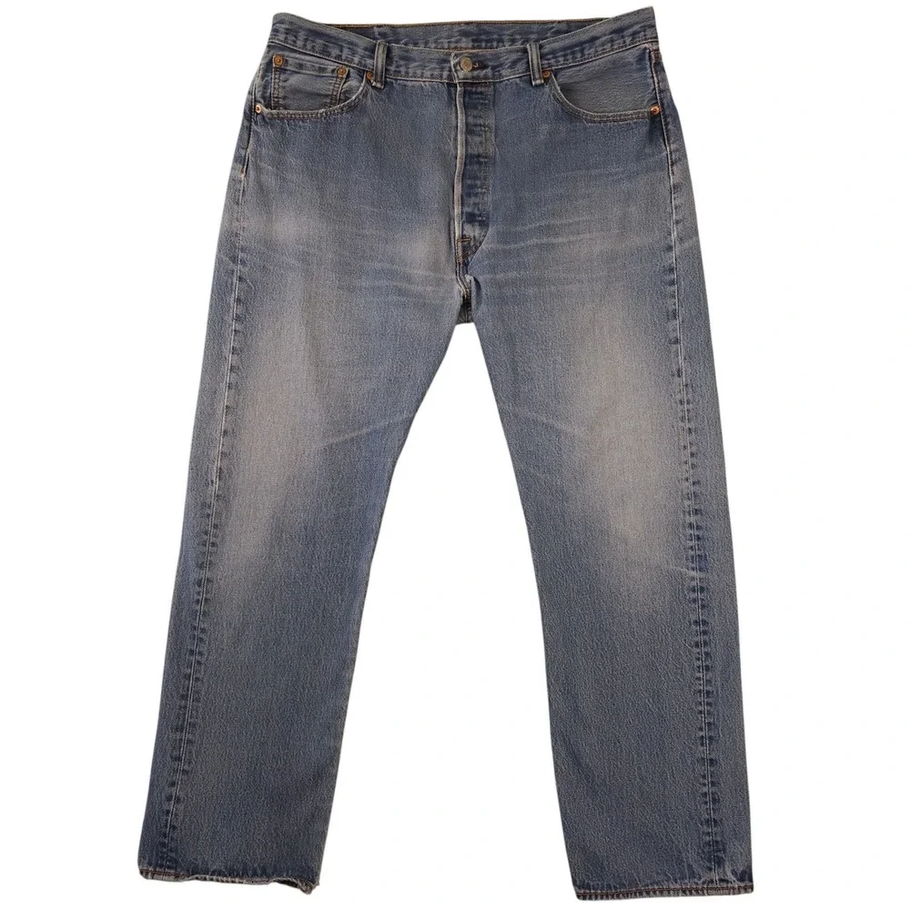 Levis 501 Jeans Mens 37x30* Blue Straight Distressed Workwear Grunge (TAG 40x34)